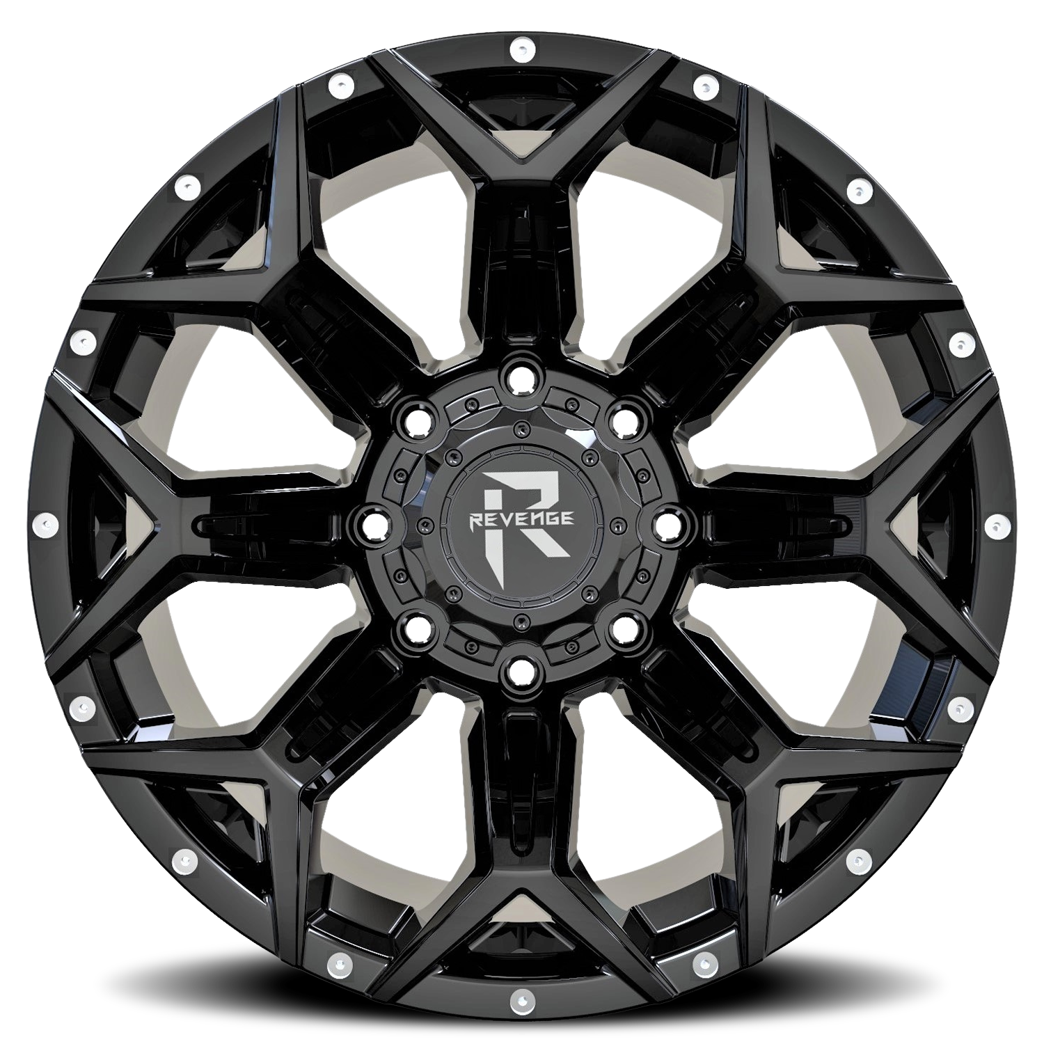 REVENGE OFFROAD RV202 20X10 -19 5X139.7/5X150 GLOSS BLACK RIVETS