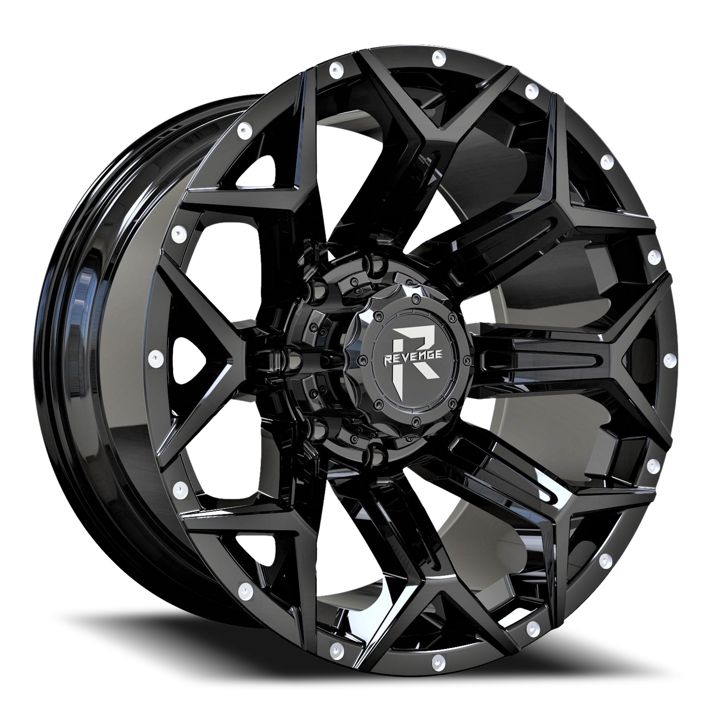REVENGE OFFROAD RV202 20X10 -19 6X135/6X139.7 GLOSS BLACK RIVETS