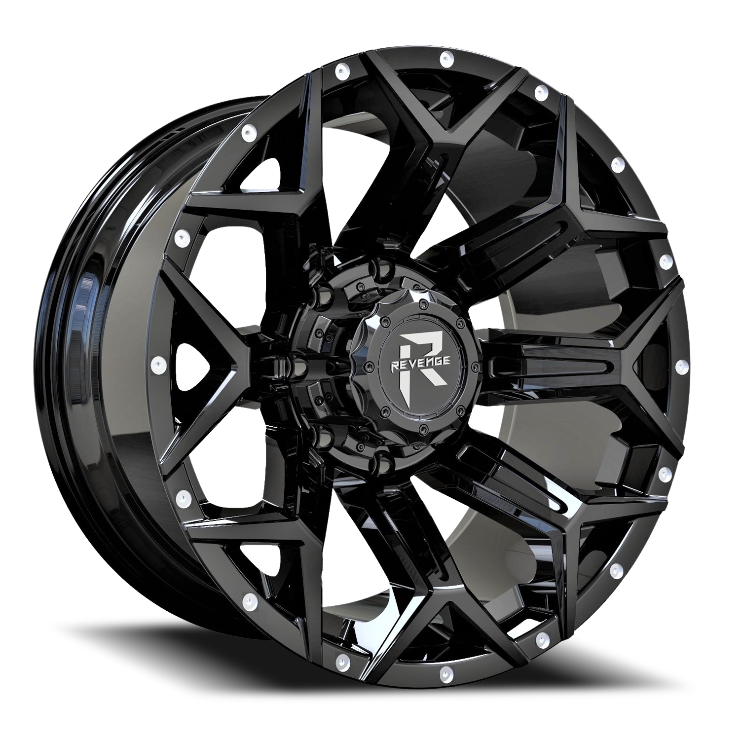 REVENGE OFFROAD RV202 22X10 -19 8X165.1 GLOSS BLACK RIVETS