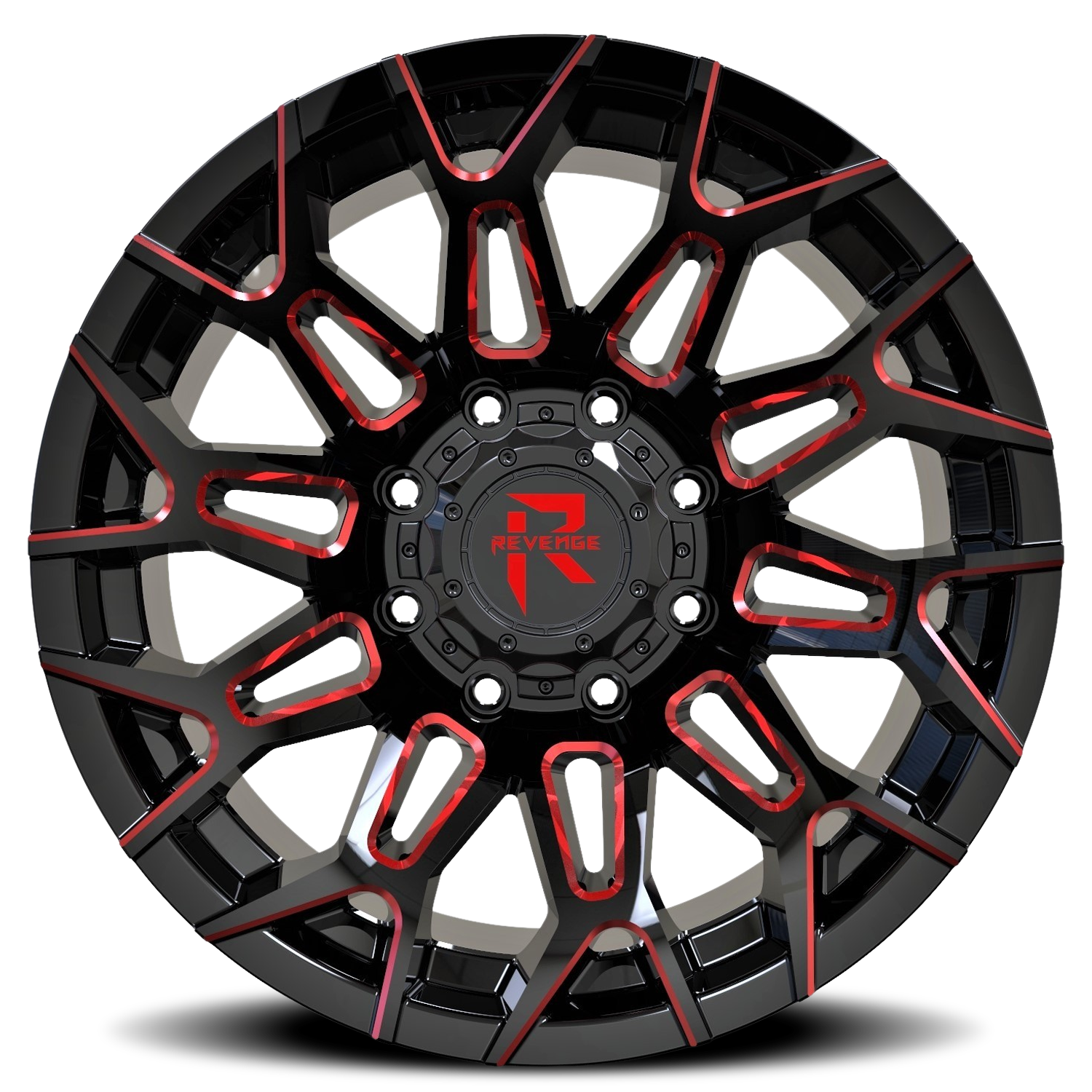 REVENGE OFFROAD RV203 20X10 -19 8X180 BLACK RED MILLED