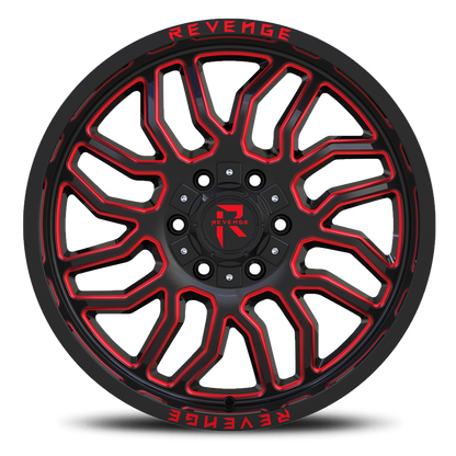 REVENGE OFFROAD RV205 20X10 -19 5X127/5X139.7 BLACK RED MILLED