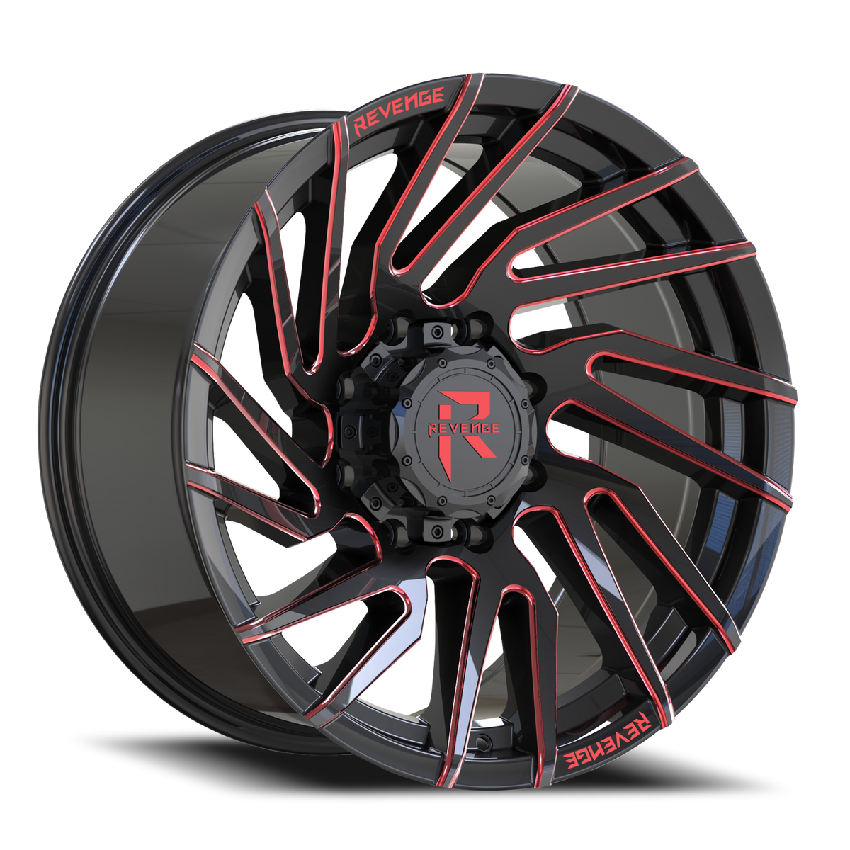 REVENGE OFFROAD RV207 20X9 0 8X180 BLACK RED MILLED