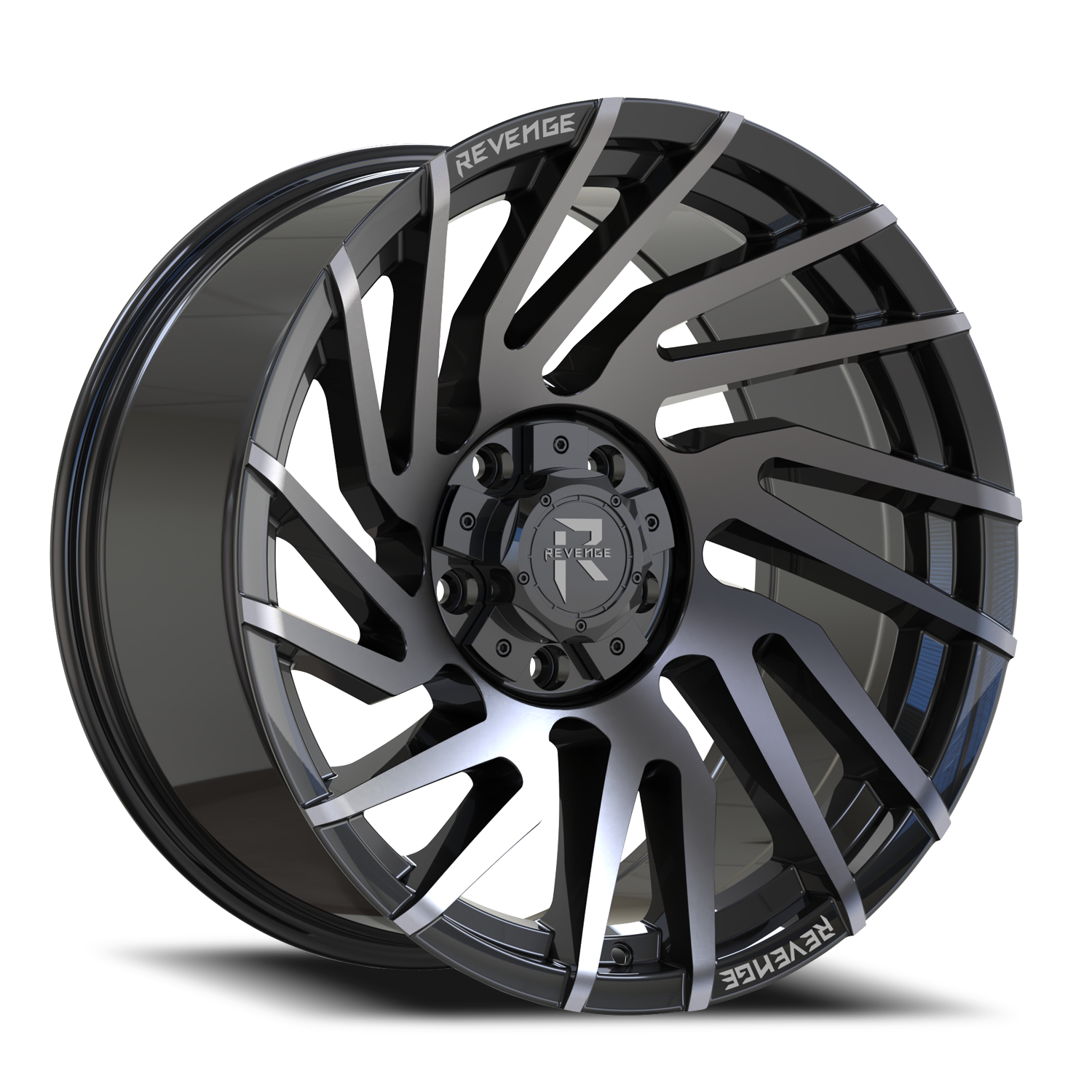 REVENGE OFFROAD RV207 22X10 -19 5X127/5X139.7 GLOSS BLACK MACHINED TITANIUM DOUBLE DARK TINT