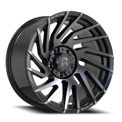 REVENGE OFFROAD RV207 22X10 -19 5X127/5X139.7 GLOSS BLACK MACHINED TITANIUM DOUBLE DARK TINT
