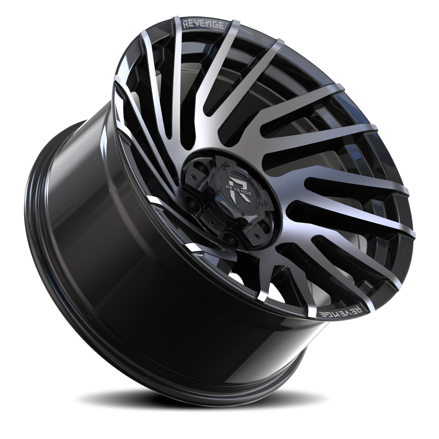 REVENGE OFFROAD RV207 24X10 -19 5X127/5X139.7 GLOSS BLACK MACHINED TITANIUM DOUBLE DARK TINT