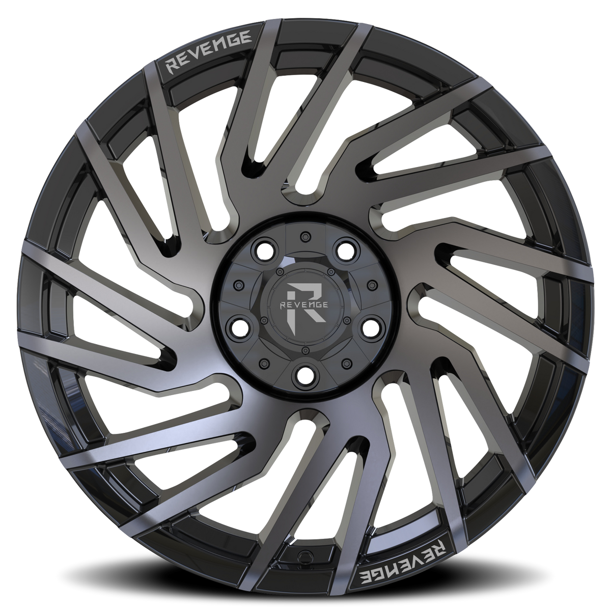 REVENGE OFFROAD RV207 20X9 0 5X127/5X139.7 GLOSS BLACK MACHINED TITANIUM DOUBLE DARK TINT