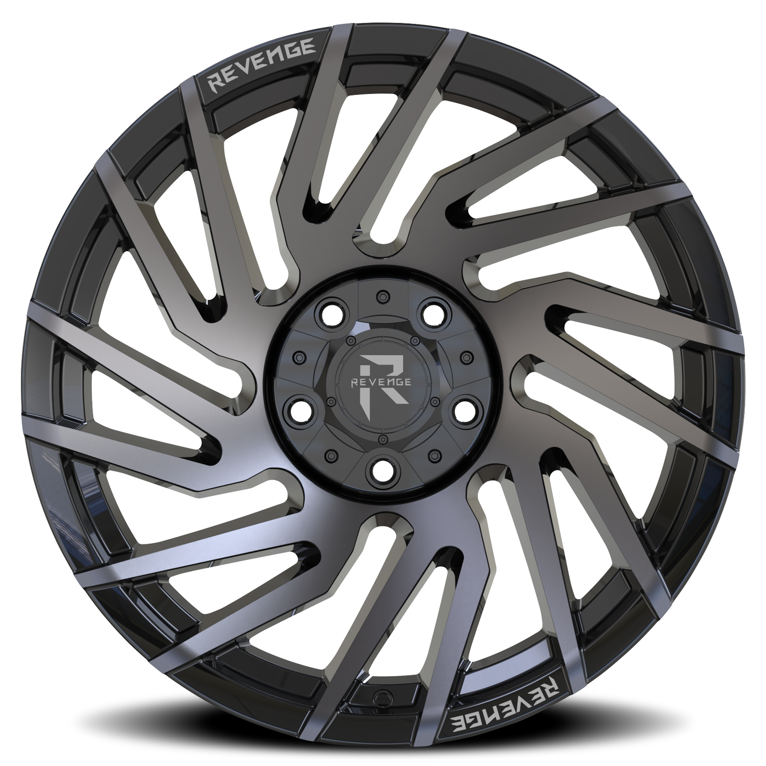 REVENGE OFFROAD RV207 20X9 0 5X127/5X139.7 GLOSS BLACK MACHINED TITANIUM DOUBLE DARK TINT