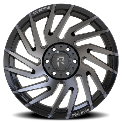 REVENGE OFFROAD RV207 24X10 -19 6X135/6X139.7 GLOSS BLACK MACHINED TITANIUM DOUBLE DARK TINT