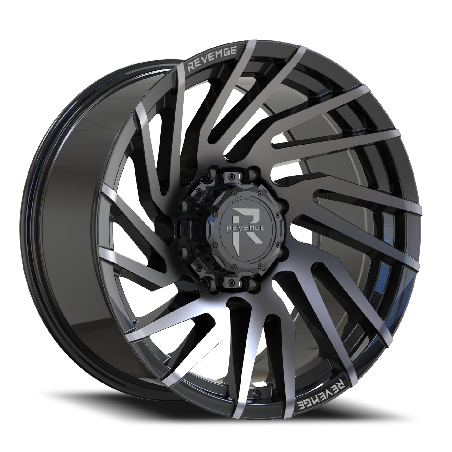 REVENGE OFFROAD RV207 22X10 -19 8X180 GLOSS BLACK MACHINED TITANIUM DOUBLE DARK TINT