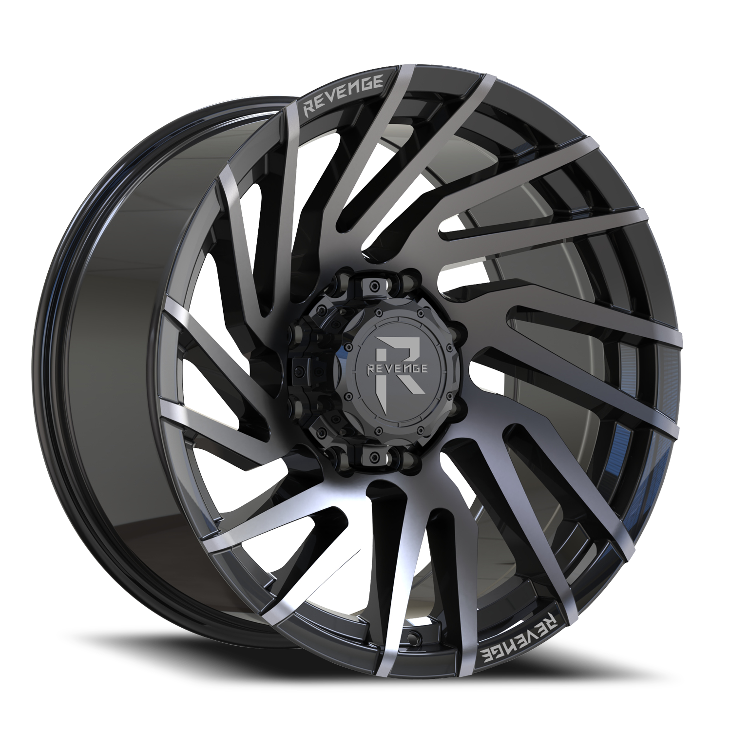 REVENGE OFFROAD RV207 20X9 0 8X165.1 GLOSS BLACK MACHINED TITANIUM DOUBLE DARK TINT