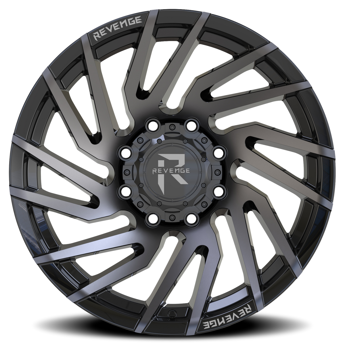 REVENGE OFFROAD RV207 20X9 0 8X165.1 GLOSS BLACK MACHINED TITANIUM DOUBLE DARK TINT