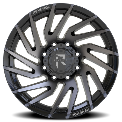 REVENGE OFFROAD RV207 20X9 0 8X180 GLOSS BLACK MACHINED TITANIUM DOUBLE DARK TINT
