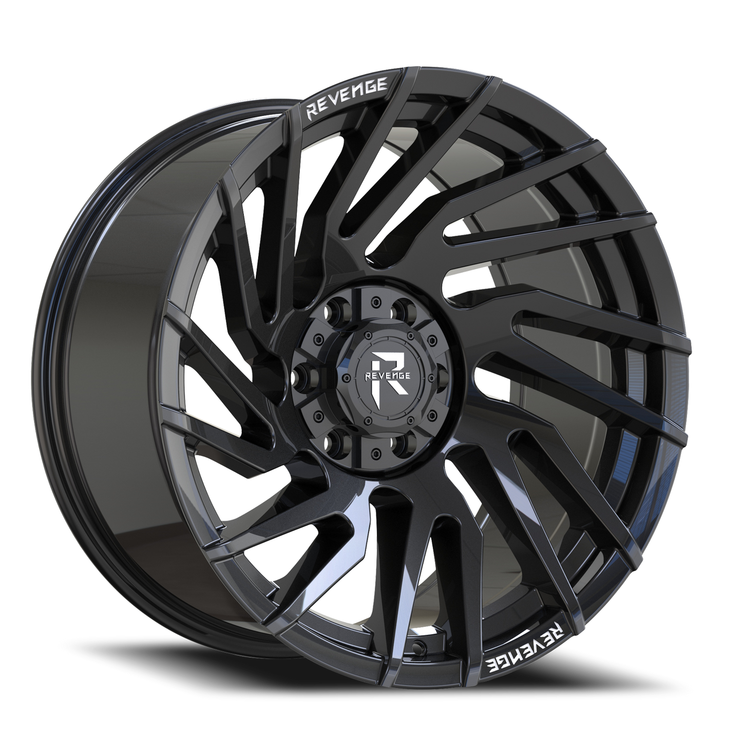 REVENGE OFFROAD RV207 22X10 -19 6X135/6X139.7 GLOSS BLACK RIVETS