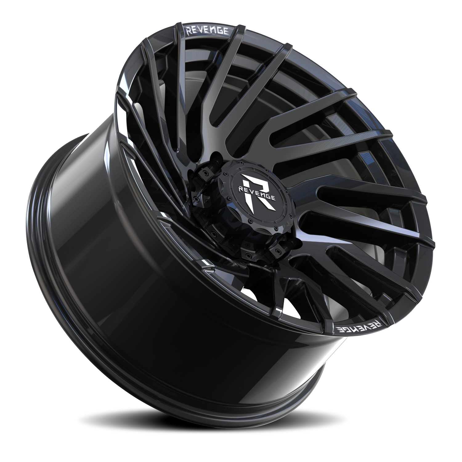 REVENGE OFFROAD RV207 20X9 0 8X180 GLOSS BLACK RIVETS