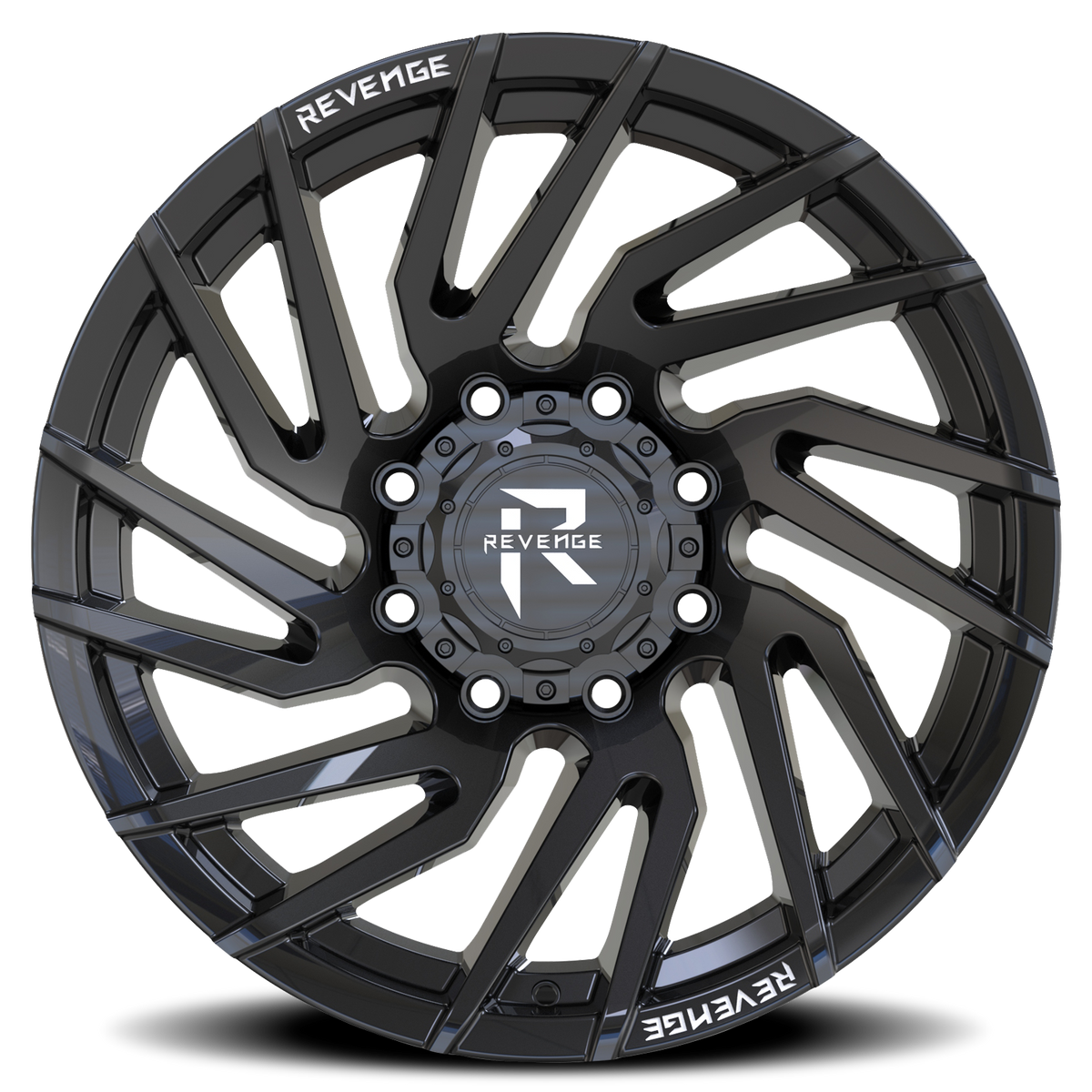 REVENGE OFFROAD RV207 20X10 -19 8X165.1 GLOSS BLACK RIVETS