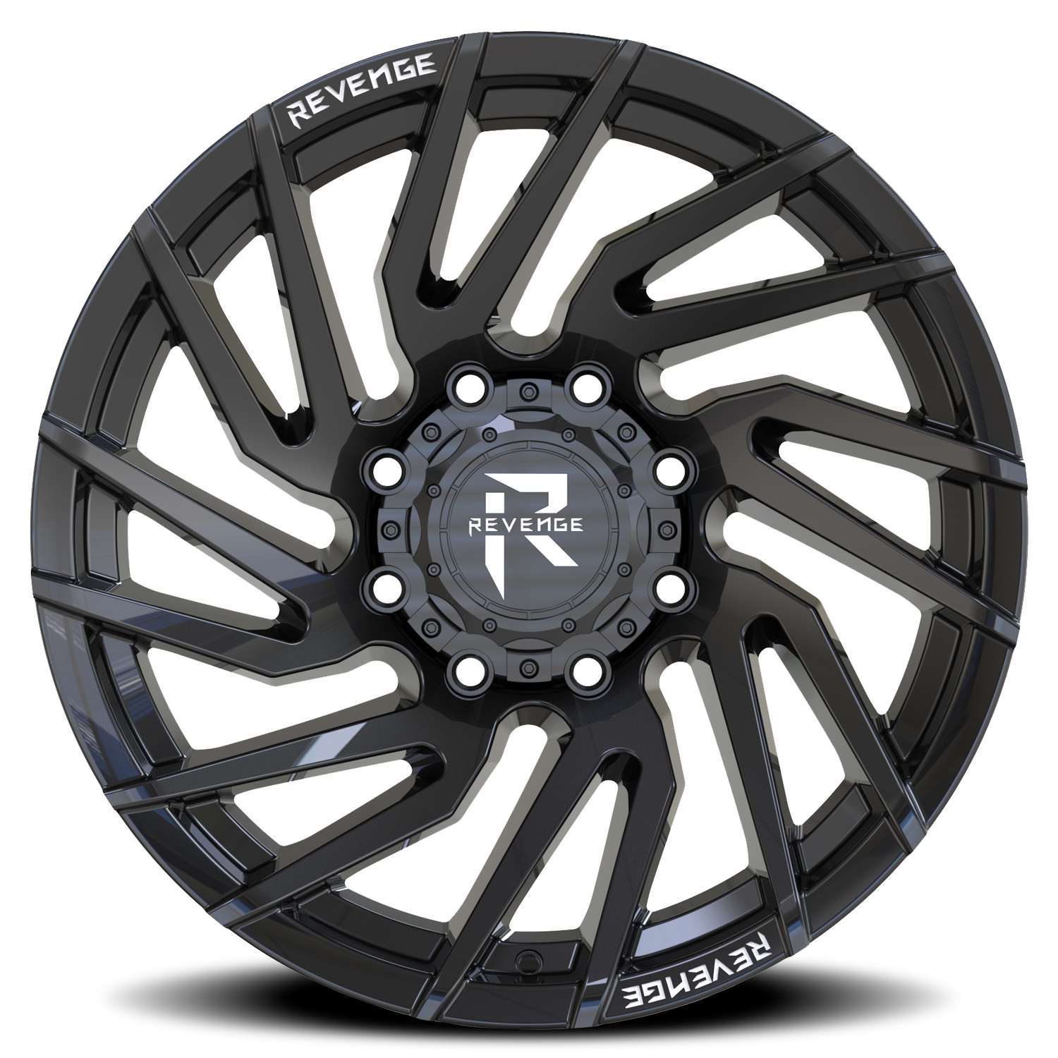 REVENGE OFFROAD RV207 20X9 0 8X180 GLOSS BLACK RIVETS
