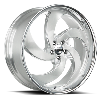 STRADA STREET CLASSICS C05 RETRO 5 22X9 25MM 5X120 BRUSHED FACE SILVER MILLED SS | C05252025BFSMLSS