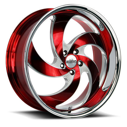 STRADA STREET CLASSICS C05 RETRO 5 22X9 35MM 5X120 CANDY RED MILLED SS LIP | C05252035RMLSS