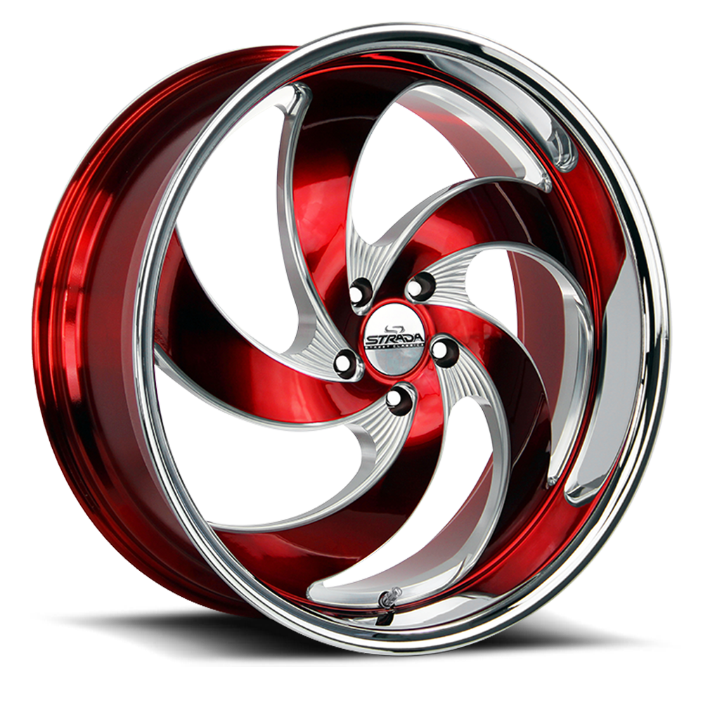 STRADA STREET CLASSICS C05 RETRO 5 22X10 24MM 6X139.7 CANDY RED MILLED SS LIP | C05263924DRMLSS