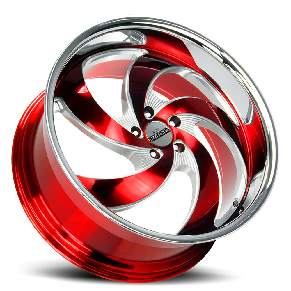 STRADA STREET CLASSICS C05 RETRO 5 22X10 24MM 6X139.7 CANDY RED MILLED SS LIP | C05263924DRMLSS
