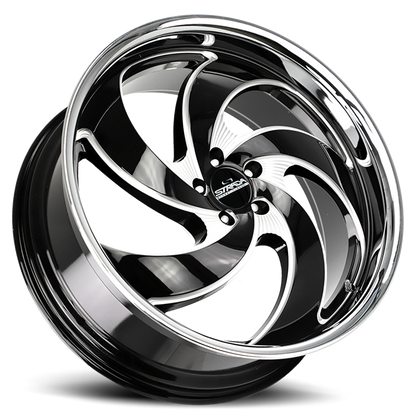 STRADA STREET CLASSICS C05 RETRO 5 22X10 24MM 6X139.7 GLOSS BLACK MILLED SS LIP | C05263924DGBMLSS