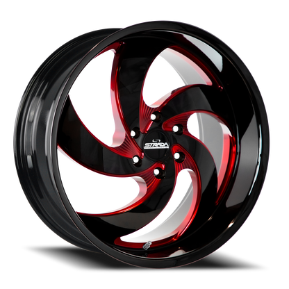 STRADA STREET CLASSICS C05 RETRO 5 20X8.5 35MM 5X114.3 GLOSS BLACK CANDY RED MILLED | C05051435GBMLR