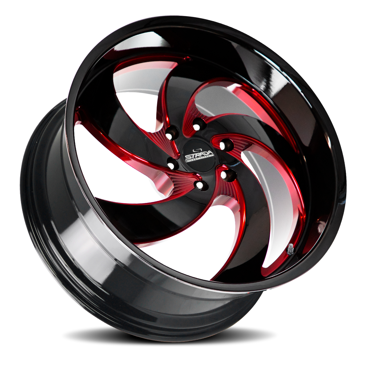 STRADA STREET CLASSICS C05 RETRO 5 22X10 24MM 6X139.7 GLOSS BLACK CANDY RED MILLED | C05263924DGBMLR
