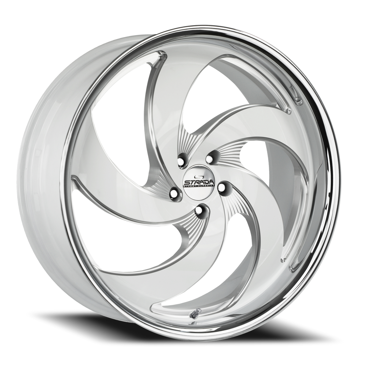 STRADA STREET CLASSICS C05 RETRO 5 22X9 15MM 5X115 GLOSS WHITE MILLED SS LIP | C05251515WMLSS