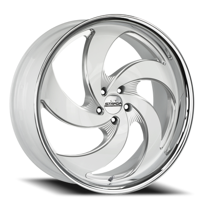 STRADA STREET CLASSICS C05 RETRO 5 22X9 15MM 5X115 GLOSS WHITE MILLED SS LIP | C05251515WMLSS