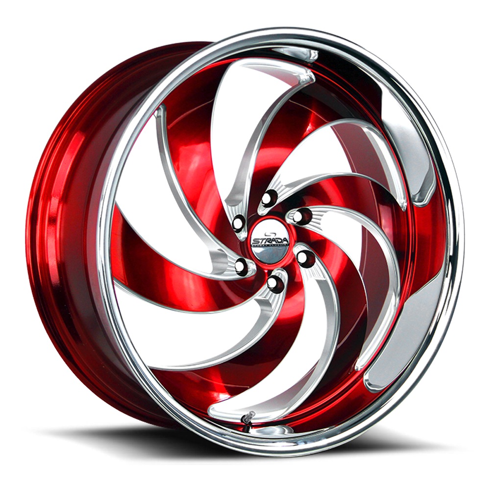 STRADA STREET CLASSICS C06 RETRO 6 24X10 15MM 5X127 CANDY RED MILLED SS LIP | C06452715RMLSS