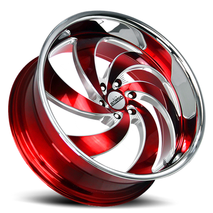 STRADA STREET CLASSICS C06 RETRO 6 24X10 25MM 5X120 CANDY RED MILLED SS LIP | C06452025RMLSS