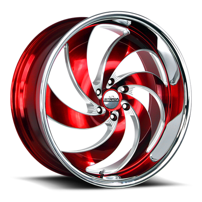 STRADA STREET CLASSICS C06 RETRO 6 26X10 26MM 6X135 CANDY RED MILLED SS LIP | C06663526RMLSS