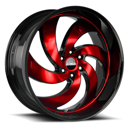 STRADA STREET CLASSICS C06 RETRO 6 24X10 24MM 6X139.7 GLOSS BLACK CANDY RED MACHINE | C06463924GBMR