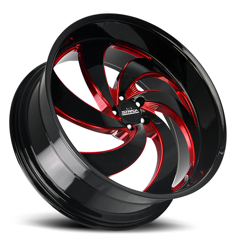 STRADA STREET CLASSICS C06 RETRO 6 24X10 15MM 5X115 GLOSS BLACK CANDY RED MILLED | C06451515GBMLR