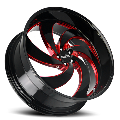 STRADA STREET CLASSICS C06 RETRO 6 24X10 15MM 5X115 GLOSS BLACK CANDY RED MILLED | C06451515GBMLR