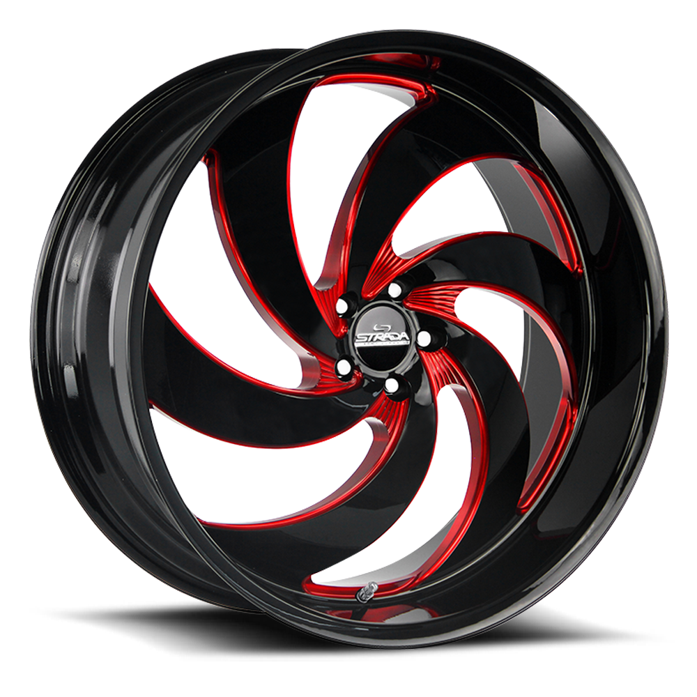 STRADA STREET CLASSICS C06 RETRO 6 24X10 24MM 6X139.7 GLOSS BLACK CANDY RED MILLED | C06463924GBMLR