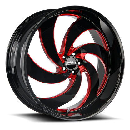 STRADA STREET CLASSICS C06 RETRO 6 24X10 24MM 6X139.7 GLOSS BLACK CANDY RED MILLED | C06463924GBMLR
