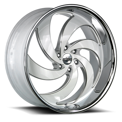 STRADA STREET CLASSICS C06 RETRO 6 24X10 24MM 6X139.7 GLOSS WHITE MILLED SS LIP | C06463924WMLSS