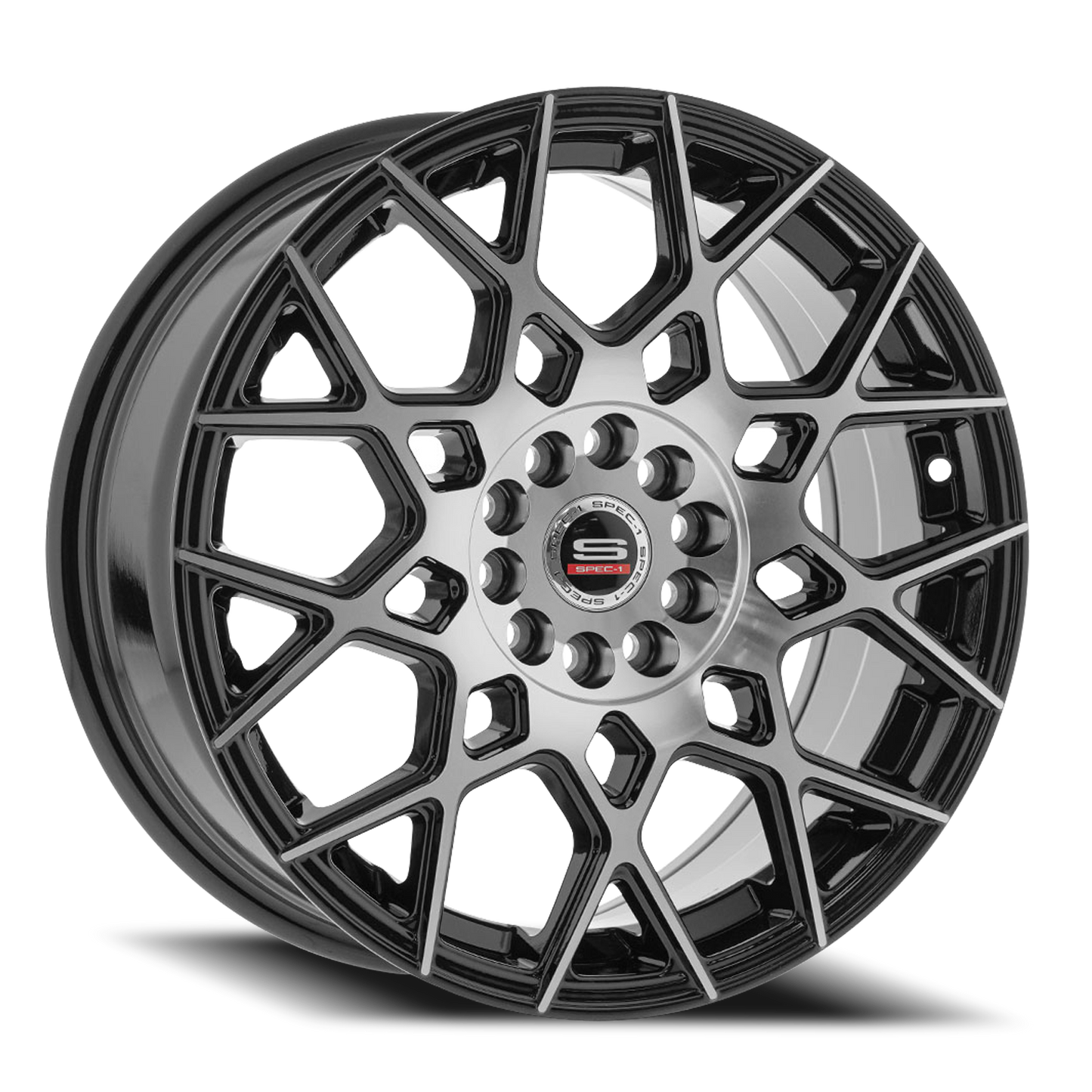 SPEC-1 SP-52 20X8.5 38 5X114.3/5X120 GLOSS BLACK & MACHINED