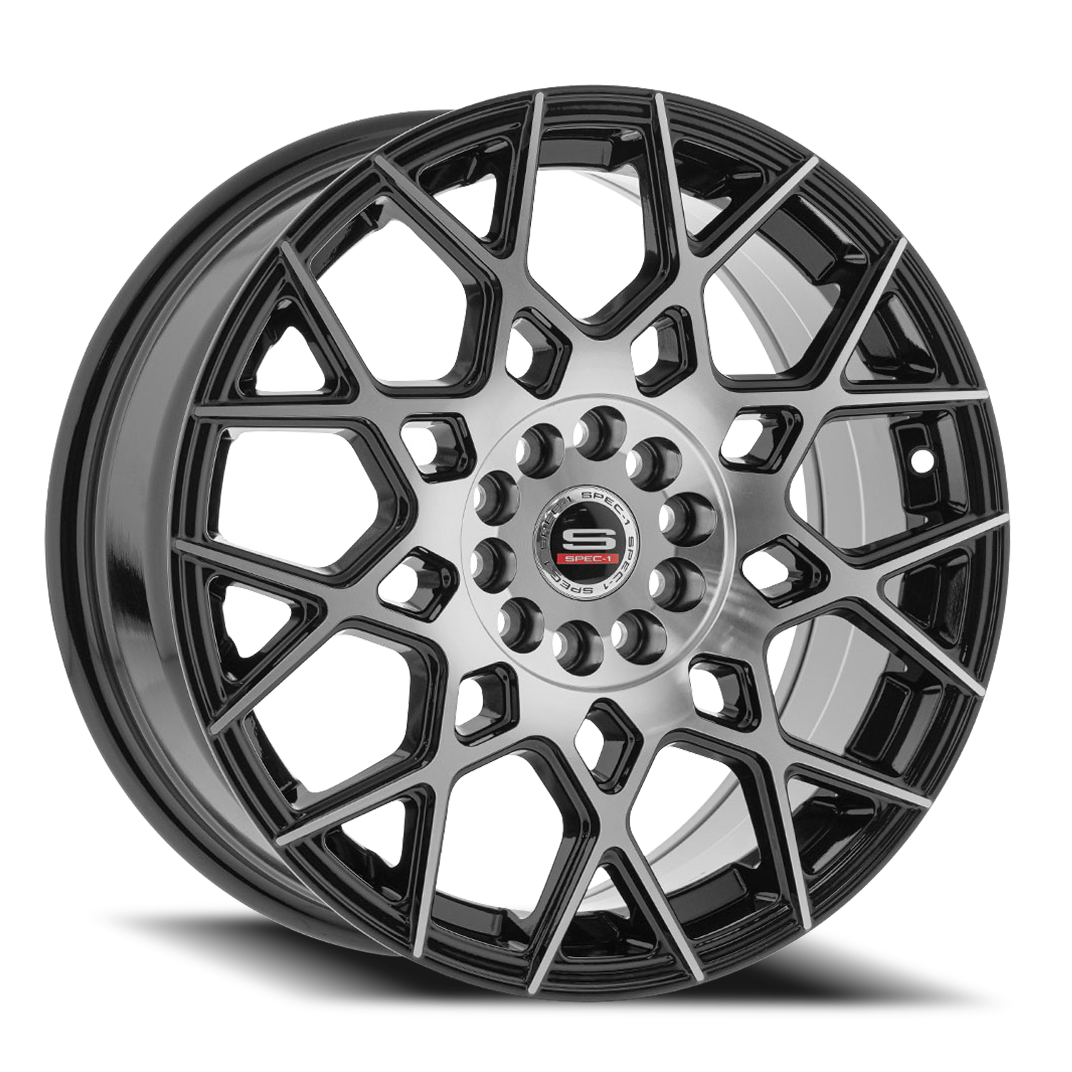 SPEC-1 SP-52 20X8.5 38 5X114.3/5X120 GLOSS BLACK & MACHINED