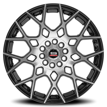 SPEC-1 SP-52 20X8.5 38 5X114.3/5X120 GLOSS BLACK & MACHINED