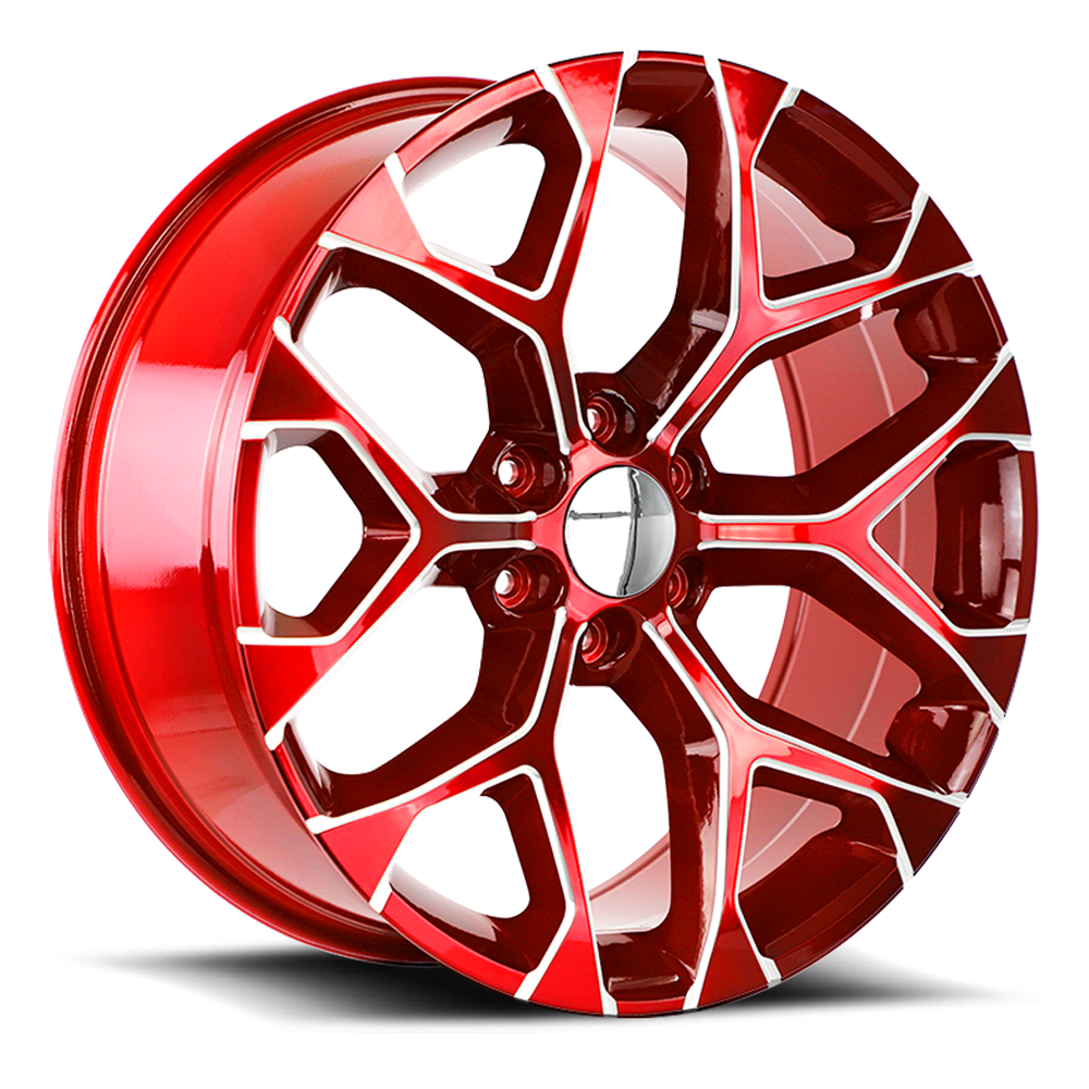 Strada Wheel Replicas Snowflake R176 22x9 31 6x139.7 Candy Red Milled