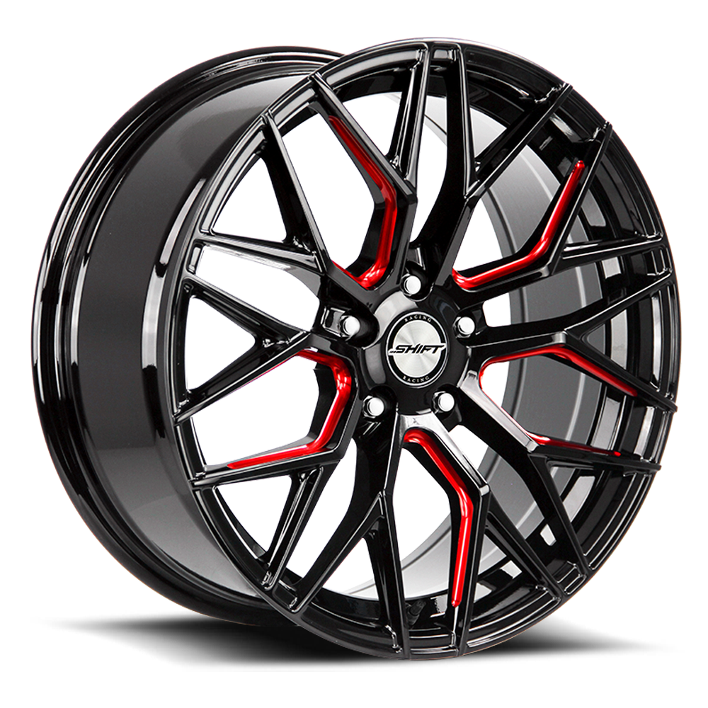 SHIFT H33 SPRING 20X8.5 35MM 5X100 GLOSS BLACK CANDY RED MILLED | H33050035GBMLR