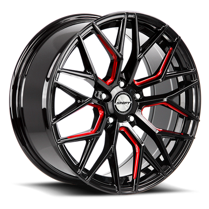 SHIFT H33 SPRING 20X10 40MM 5X114.3 GLOSS BLACK CANDY RED MILLED | H33051440DGBMLR