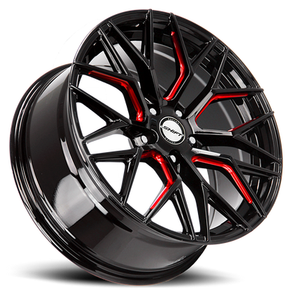 SHIFT H33 SPRING 20X8.5 35MM 5X120 GLOSS BLACK CANDY RED MILLED | H33052035GBMLR
