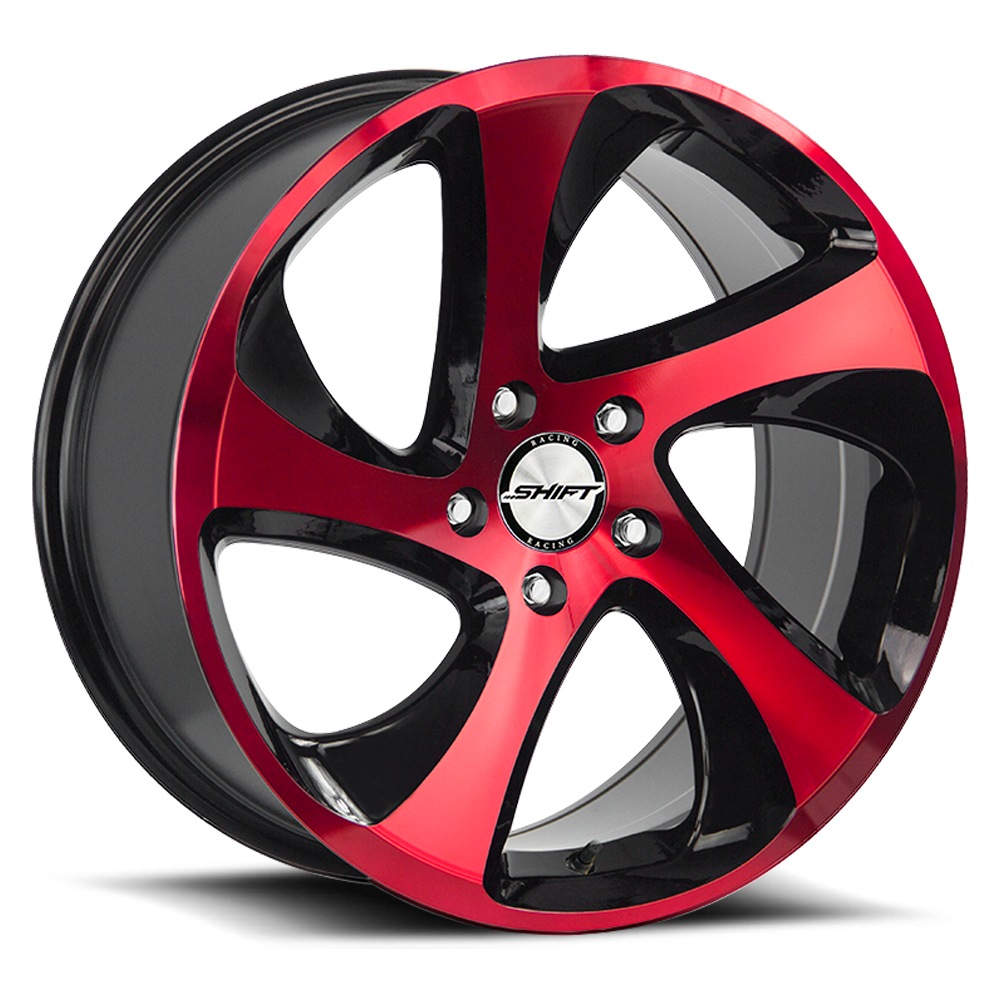 SHIFT H22 STRUT 18X8.5 35MM 5X100 GLOSS BLACK CANDY RED FACE | H22850035GBR