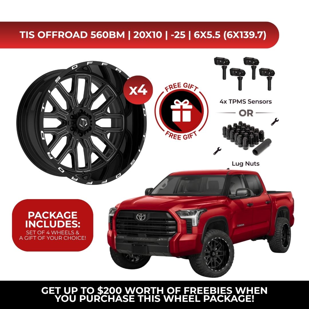 TIS 560BM 20x10 -25 6x139.7 4pcs | Fits Toyota Tundra | Free TPMS Sensors or Lug Nuts