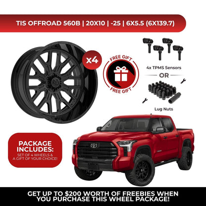 TIS 560B 20x10 -25 6x139.7 4pcs | Fits Toyota Tundra | Free TPMS Sensors or Lug Nuts