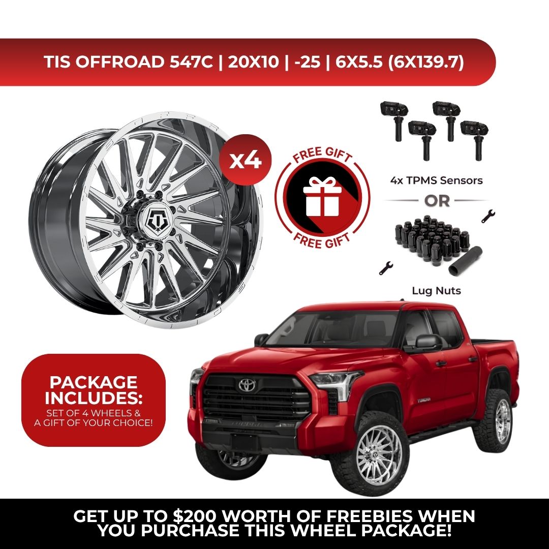 TIS 547C 20x10 -25 6x139.7 4pcs | Fits Toyota Tundra | Free TPMS Sensors or Lug Nuts