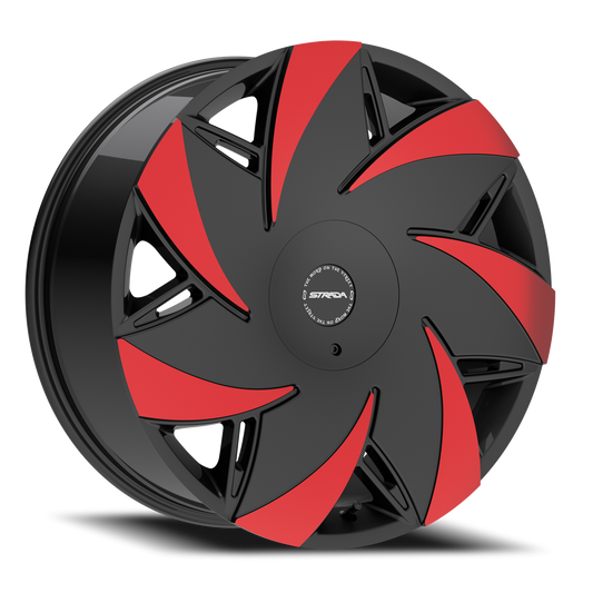 STRADA S67 TURBINA 24X9.5 24MM 6X135/6X139.7 GLOSS BLACK MACHINED RED TIPS | S6749560724GBMRT